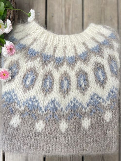 Hovedbilde DALUR light beige heather - blå garnpakke