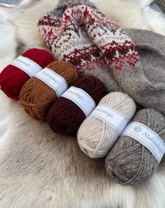 ALASUQ POLAR - Oatmeal - heather - red  garnpakke